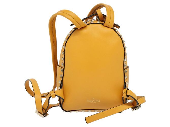 Sac à dos en cuir Valentino avec clous jaune argent authentique BA3815 Argenté - vue 2