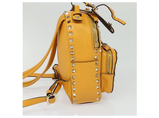 Sac à dos en cuir Valentino avec clous jaune argent authentique BA3815 Argenté - vue 4