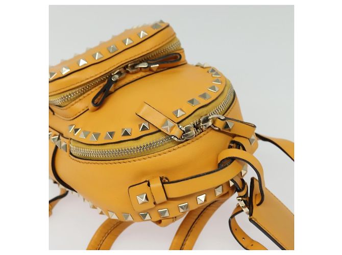 Sac à dos en cuir Valentino avec clous jaune argent authentique BA3815 Argenté - vue 6