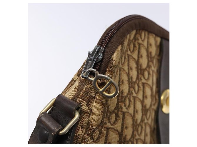 Sac à épaule en toile Trotter Christian Dior marron or Auth ep9928 Doré - vue 10