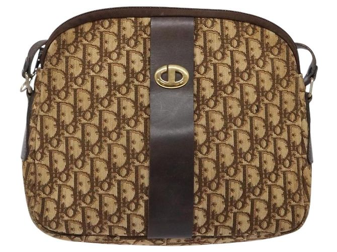 Sac à épaule en toile Trotter Christian Dior marron or Auth ep9928 Doré - vue 13