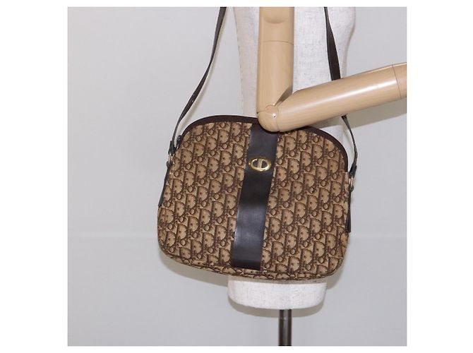 Sac à épaule en toile Trotter Christian Dior marron or Auth ep9928 Doré - vue 20