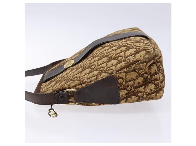 Sac à épaule en toile Trotter Christian Dior marron or Auth ep9928 Doré - vue 4
