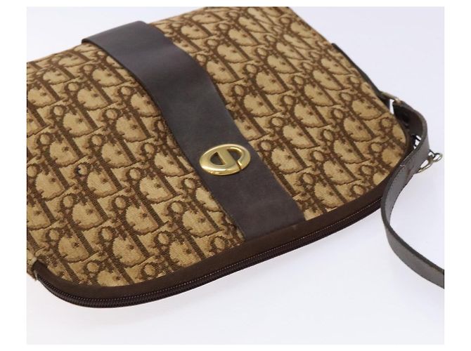 Sac à épaule en toile Trotter Christian Dior marron or Auth ep9928 Doré - vue 6