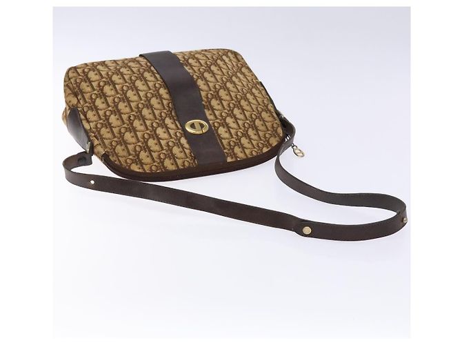 Sac à épaule en toile Trotter Christian Dior marron or Auth ep9928 Doré - vue 7