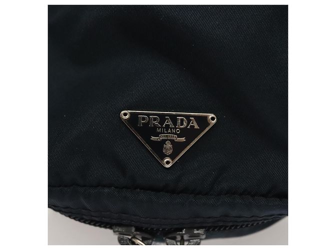Bolso de mano de nylon PRADA azul marino plata Auth sw1292 - vista 19