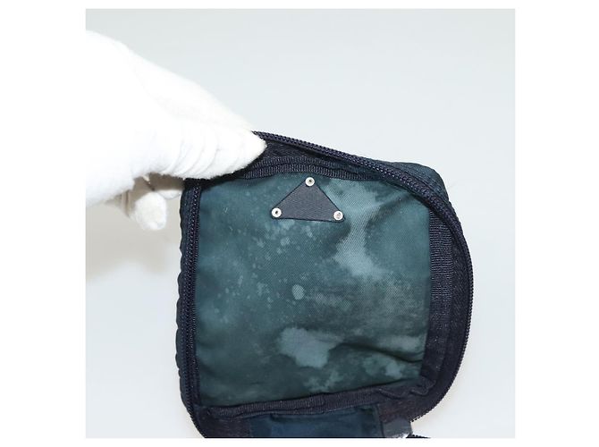 Bolso de mano de nylon PRADA azul marino plata Auth sw1292 - vista 9