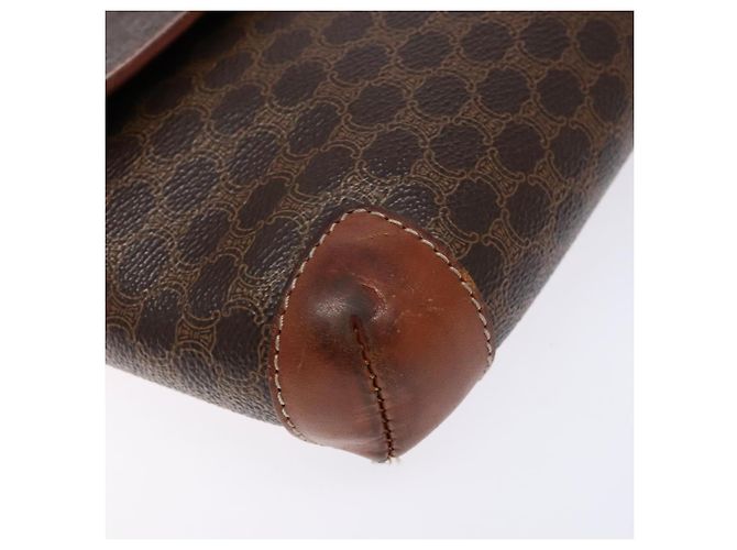 Céline Borsa a Spalla in Tela Macadam CELINE PVC Marrone Oro Auth 133924 D'oro - vista 14