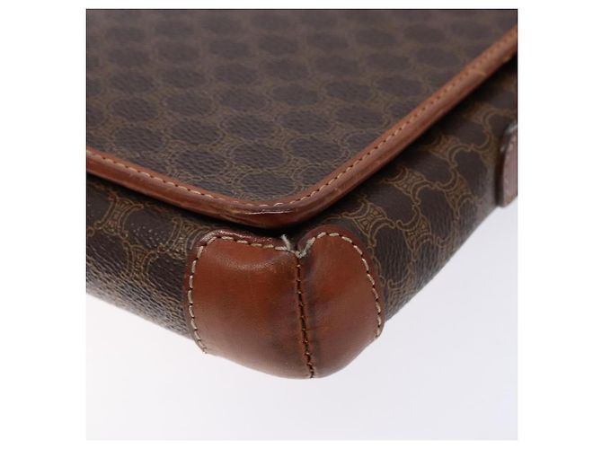Céline Borsa a Spalla in Tela Macadam CELINE PVC Marrone Oro Auth 133924 D'oro - vista 15