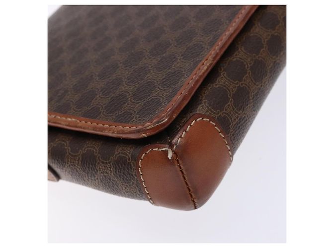 Céline Borsa a Spalla in Tela Macadam CELINE PVC Marrone Oro Auth 133924 D'oro - vista 16