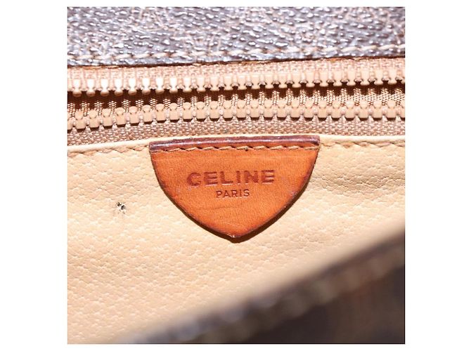 Céline Borsa a Spalla in Tela Macadam CELINE PVC Marrone Oro Auth 133924 D'oro - vista 19