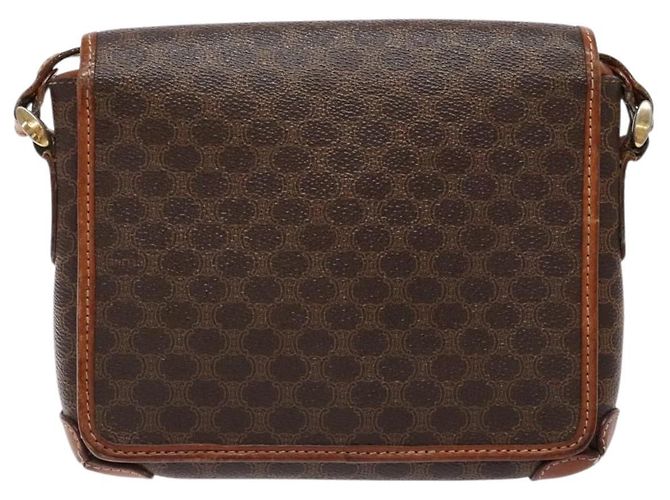 Céline Borsa a Spalla in Tela Macadam CELINE PVC Marrone Oro Auth 133924 D'oro - vista 2