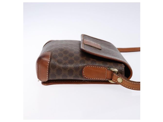 Céline Borsa a Spalla in Tela Macadam CELINE PVC Marrone Oro Auth 133924 D'oro - vista 3