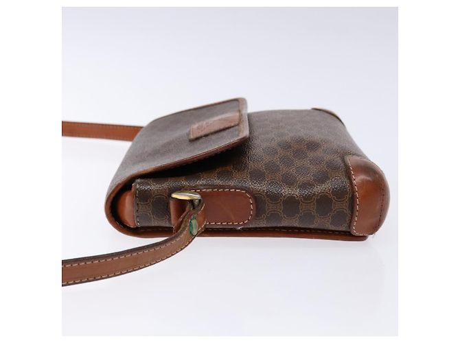 Céline Borsa a Spalla in Tela Macadam CELINE PVC Marrone Oro Auth 133924 D'oro - vista 4