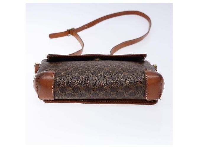 Céline Borsa a Spalla in Tela Macadam CELINE PVC Marrone Oro Auth 133924 D'oro - vista 5