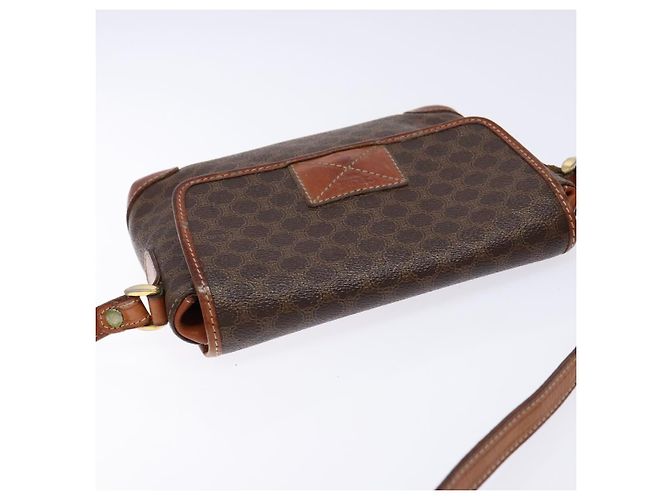 Céline Borsa a Spalla in Tela Macadam CELINE PVC Marrone Oro Auth 133924 D'oro - vista 6