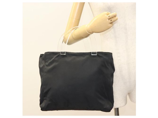 PRADA Borsa a mano in nylon nero chiaro Auth am8816 - vista 24