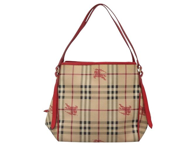 Burberry Borsa a Spalla Nova Check PVC Beige Oro Auth 133163 D'oro - vista 13