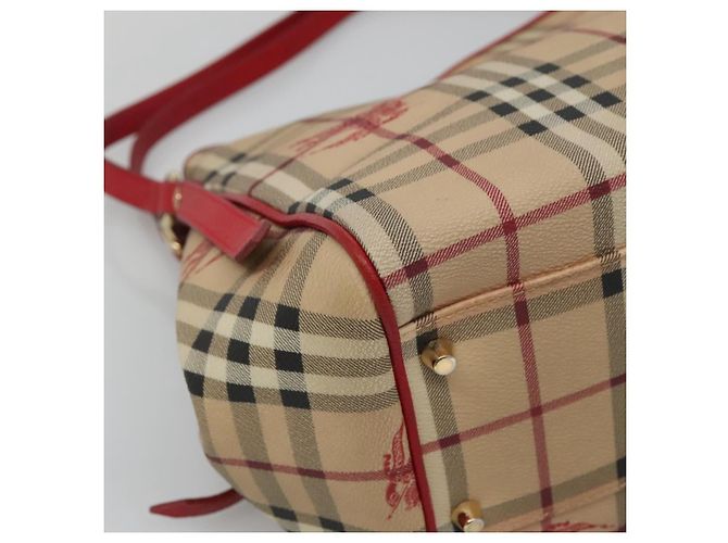 Burberry Borsa a Spalla Nova Check PVC Beige Oro Auth 133163 D'oro - vista 14