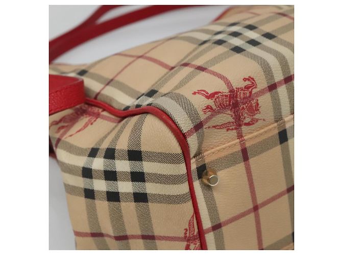 Burberry Borsa a Spalla Nova Check PVC Beige Oro Auth 133163 D'oro - vista 16