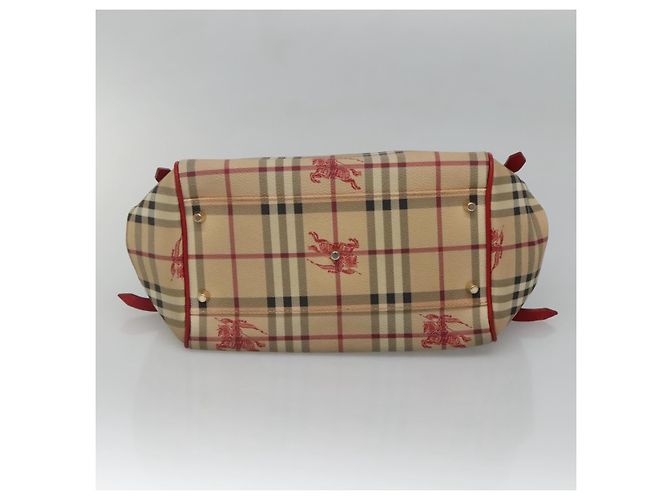 Burberry Borsa a Spalla Nova Check PVC Beige Oro Auth 133163 D'oro - vista 5