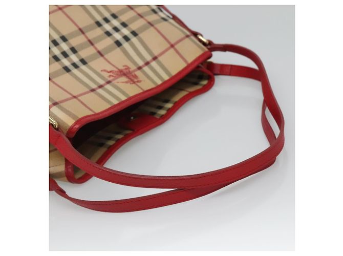 Burberry Borsa a Spalla Nova Check PVC Beige Oro Auth 133163 D'oro - vista 7