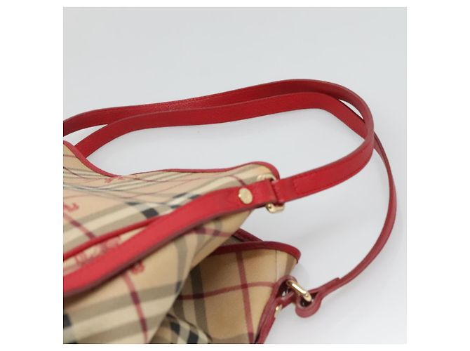 Burberry Borsa a Spalla Nova Check PVC Beige Oro Auth 133163 D'oro - vista 8
