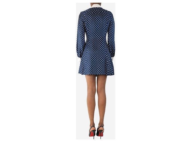 Bella Freud Abito camicia a pois blu navy e bianchi - taglia UK 6 - vista 2