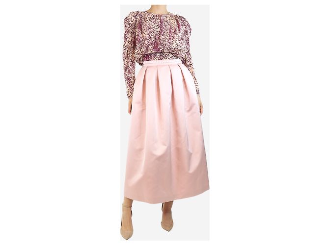 Rochas Saia midi plissada de seda rosa - tamanho UK 12 - vista 2