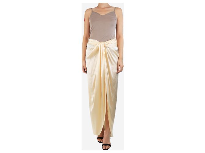 Johanna Ortiz Falda midi de seda crema - talla UK 10 Crudo - vista 2
