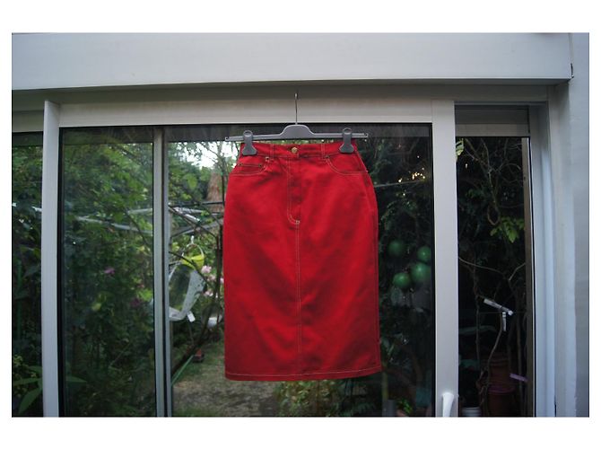 Falda roja de algodón Pierre Cardin - vista 6
