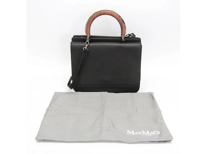 Borsa a tracolla con manico in legno Max Mara Nero - vista 2