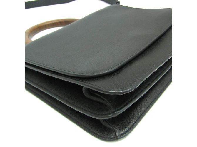 Borsa a tracolla con manico in legno Max Mara Nero - vista 5