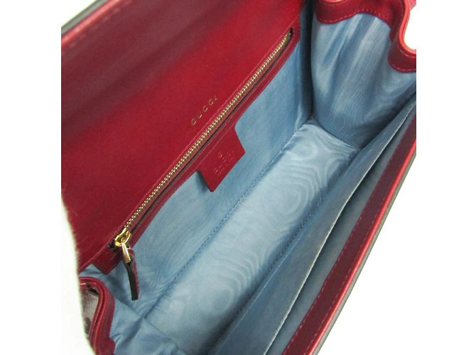 Borsa a spalla in pelle Gucci GG Marmont Double G 589474 per donna Rosso - vista 3