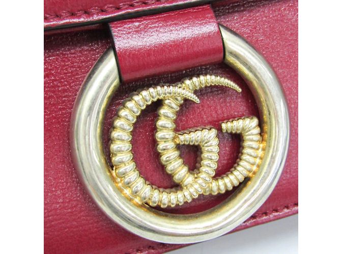Borsa a spalla in pelle Gucci GG Marmont Double G 589474 per donna Rosso - vista 7