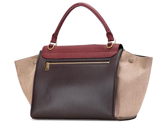 Céline Celine Brown Medium Tricolor Leather Trapeze Satchel Dark brown - view 2