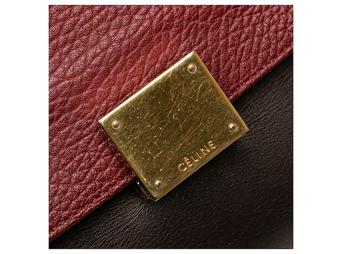 Céline Celine Brown Medium Tricolor Leather Trapeze Satchel Dark brown - view 8