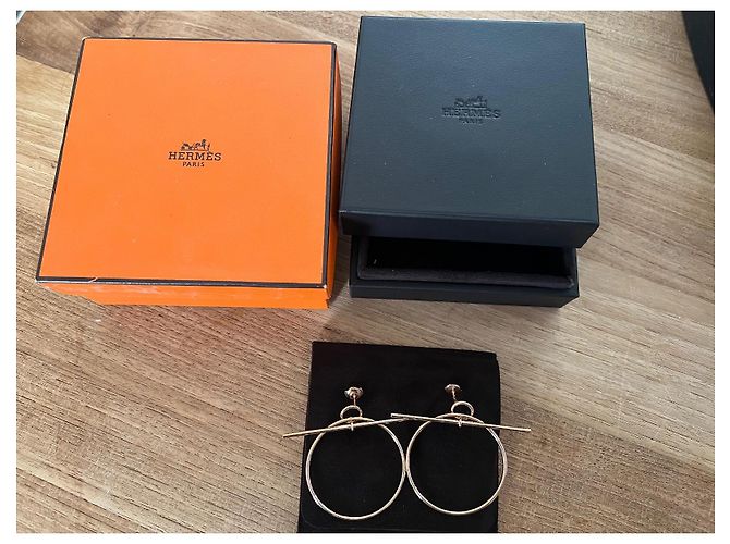 Hermès Loop Ohrringe Roségold Gold hardware - Ansicht 2