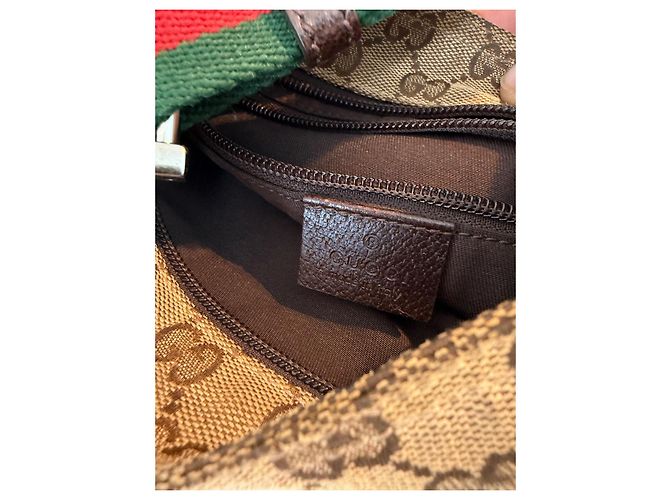 Borsa messenger Gucci GG monogramma web 146390 Beige - vista 4