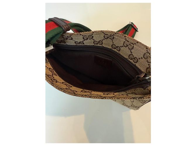 Borsa messenger Gucci GG monogramma web 146390 Beige - vista 5