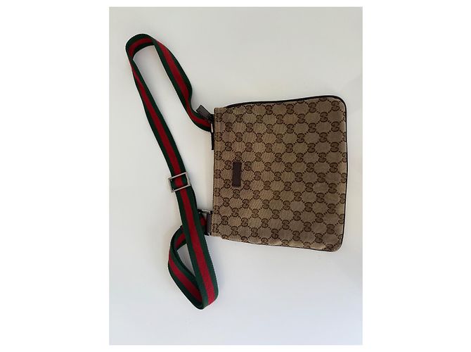 Borsa messenger Gucci GG monogramma web 146390 Beige - vista 7