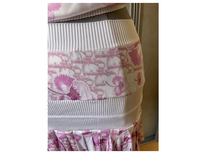 Dior Cherry Blossom Monogramm Rockanzug Rosa Viscose Pink - Ansicht 9