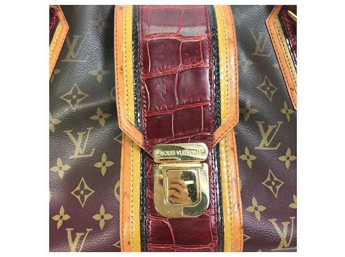Louis Vuitton Monogram Mirage Boston/Schultertasche mit Greet-Verschluss Braun Rot - Ansicht 11