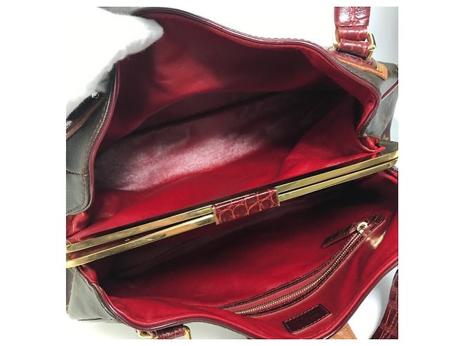 Louis Vuitton Monogram Mirage Boston/Schultertasche mit Greet-Verschluss Braun Rot - Ansicht 12