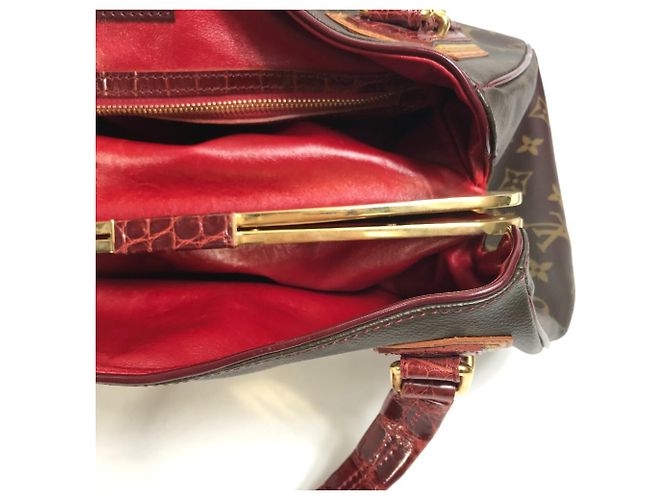Louis Vuitton Monogram Mirage Boston/Schultertasche mit Greet-Verschluss Braun Rot - Ansicht 13
