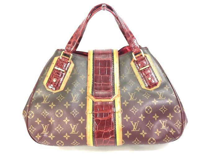 Louis Vuitton Monogram Mirage Boston/Schultertasche mit Greet-Verschluss Braun Rot - Ansicht 2
