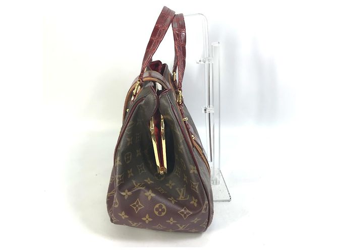 Louis Vuitton Monogram Mirage Boston/Schultertasche mit Greet-Verschluss Braun Rot - Ansicht 4