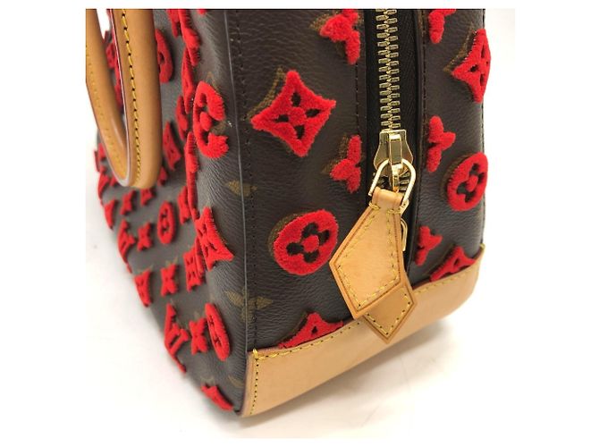 Louis Vuitton Monogram Tuffetage Deauville Cube Handtasche Braun Rot - Ansicht 10