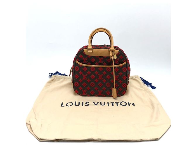 Louis Vuitton Monogram Tuffetage Deauville Cube Handtasche Braun Rot - Ansicht 14