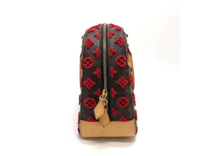 Louis Vuitton Monogram Tuffetage Deauville Cube Handtasche Braun Rot - Ansicht 4